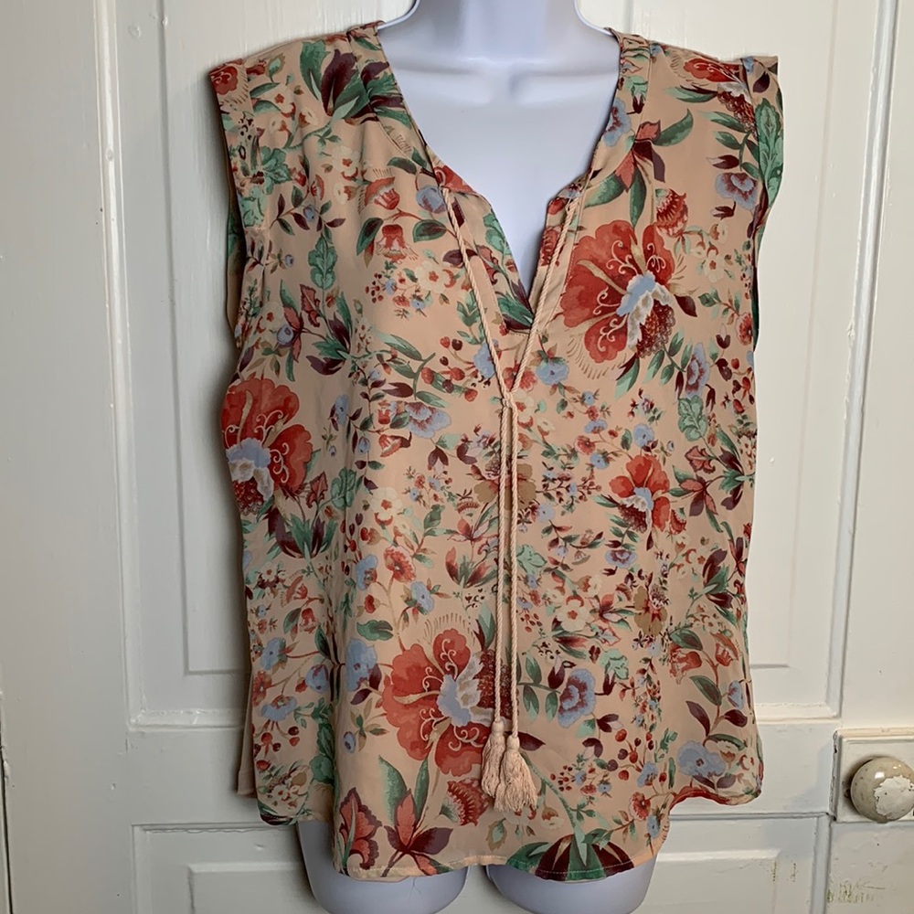 7th Avenue by New York & Company Sleeveless Floral Blouse Size L
